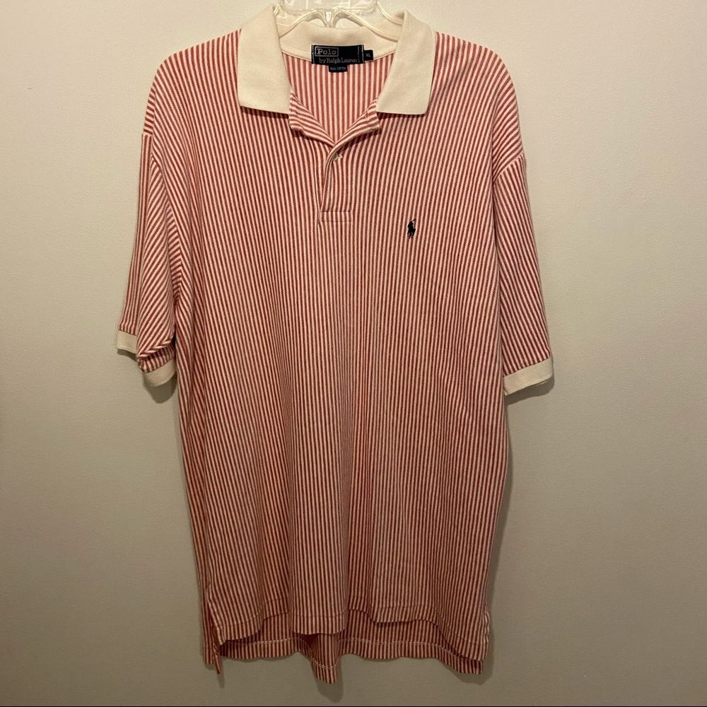Polo Ralph Lauren Red White Striped Polo Size XL